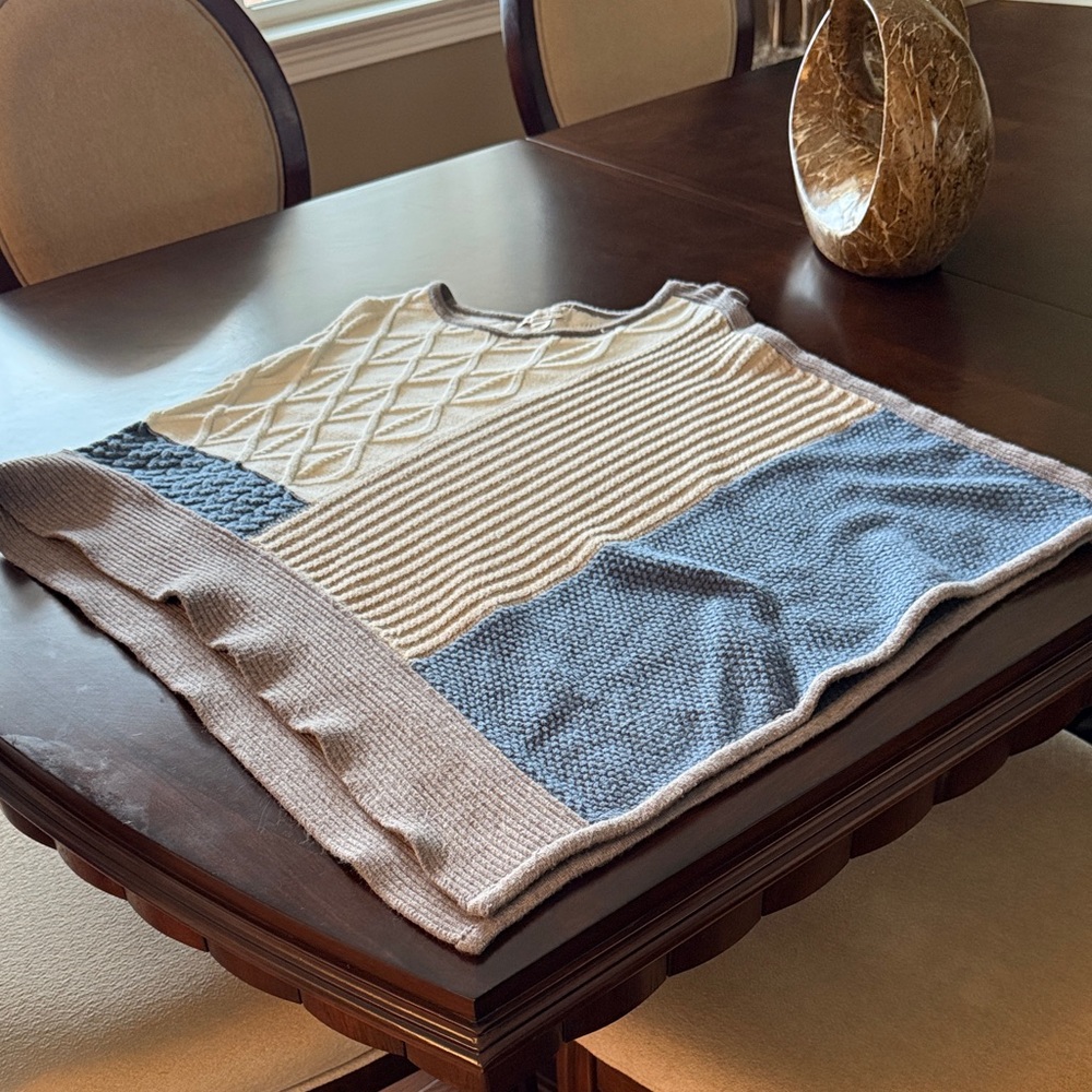 Coldwater Creek Blue and Cream Poncho